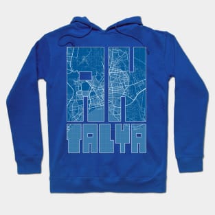 Antalya, Turkey Map Typography - Blueprint Hoodie